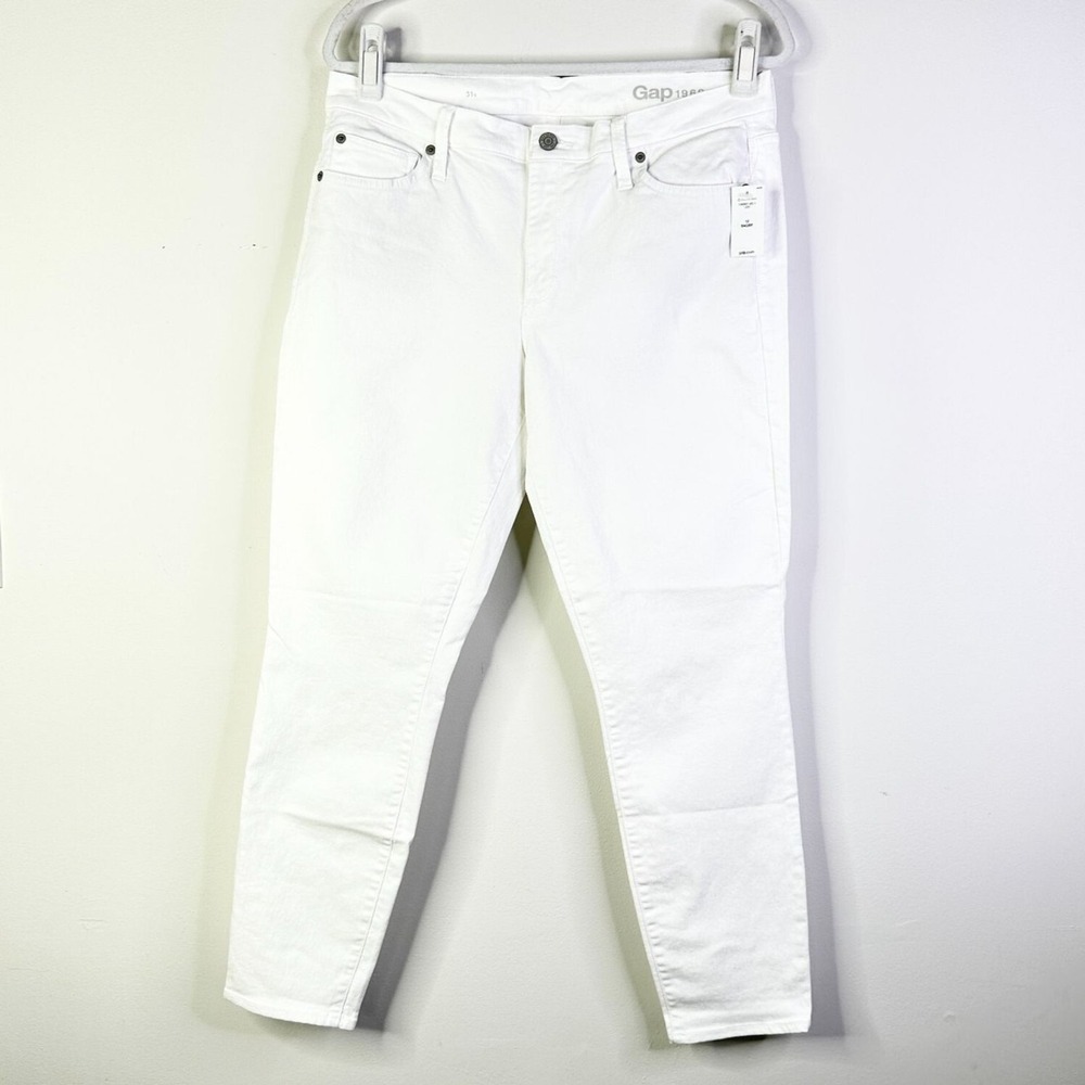 Gap Jeans Women 31S White True Skinny Mid Rise Stretch Ankle 5 Pocket Y2K NWT